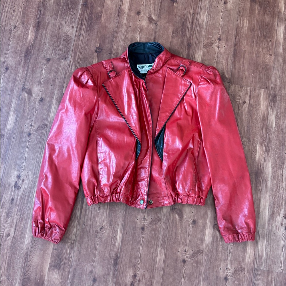 Red Leather Michael Jackson style Jacket by Northside Fashion
